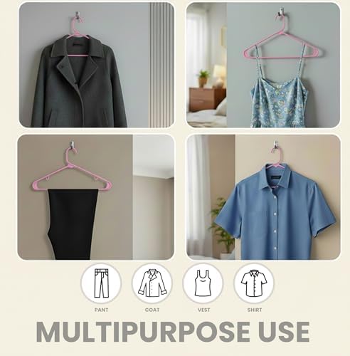 Utopia Home Plastic Hangers 30 Pack – Built-in Strap Hooks Pink | Space saving | Durable & strong | Closet organizer | Clothes hangers | Ideal for shirts, pants, skirts & coats - Image 4
