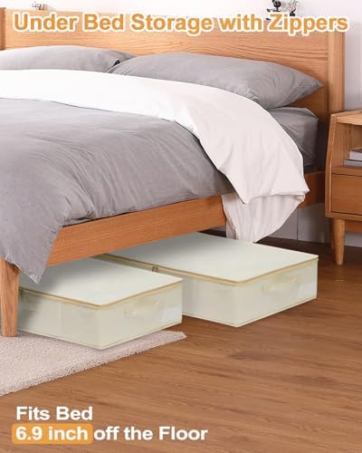 punemi Sturdy Under Bed Wedding Dress Storage Box, 3Pack, Beige | Rigid Sides & Bottom, 50L Large Capacity for Evening Gowns & Heirlooms, Ideal for Closet, Shelf & Cabinet Storage - Image 7
