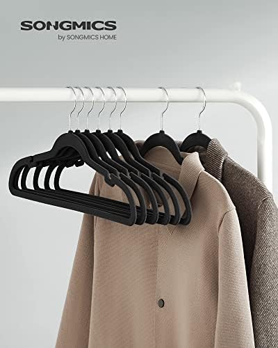 SONGMICS Velvet Hangers 50 Pack, Non-Slip Clothes Hangers, Space-Saving | Suit Hangers with Shoulder Notches, Pants Bar, 360° Swivel Hook, for Closet, Ink Black, BREANNA Collection UCRF029B05 - Image 2