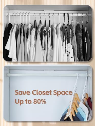HOUSE DAY Space Saving Hangers 20 Pack, Closet Organizers and Storage | Closet Organizer Space Saver, Multifunctional Hangers for Small Closet, College Dorm Room Essentials for Girls, White - Image 3