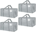 4 Pack-Extra Large Heavy Duty Moving Bags - Waterproof Storage Totes with Handles & Zippers, Foldable for College Dorm, Storage (light gray) by Unknown