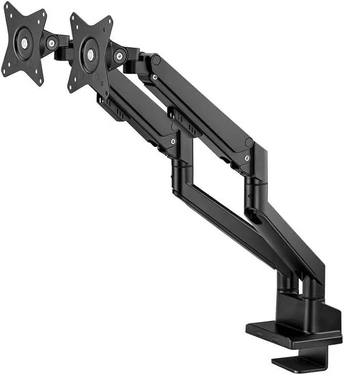 Monoprice Low Profile Dual Monitor Gas Spring Desk Mount - Up to 32in/19.8 lbs Screens, Detachable VESA 100x100/75x75 Plate, 180 Degree Wall Stop, Topside Installation - Image 2