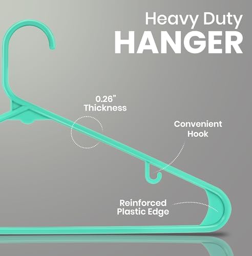 Utopia Home Plastic Hangers 50 Pack – Built-in Strap Hooks Aqua | Space saving | Durable & strong | Closet organizer | Clothes hangers | Ideal for shirts, pants, skirts & coats - Image 2