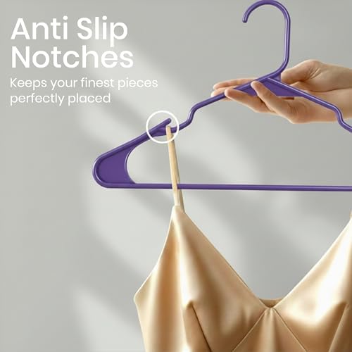 Utopia Home Plastic Hangers 50 Pack – Space Saving Clothes Hanger Purple | Durable & strong | Closet organizer & storage | Ideal for apartments, dorms & stocking stuffers - Image 3