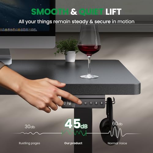 Black 60x28 in Electric Standing Desk, 1 Inch Thick Tabletop - Image 5