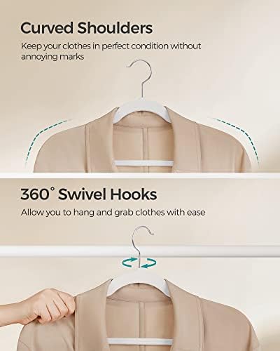 SONGMICS Velvet Hangers 50 Pack, Non-Slip Clothes Hangers, Space-Saving | Suit Hangers with Shoulder Notches, Pants Bar, 360° Swivel Hook, for Closet, Cloud White, BREANNA Collection UCRF029W05 - Image 7