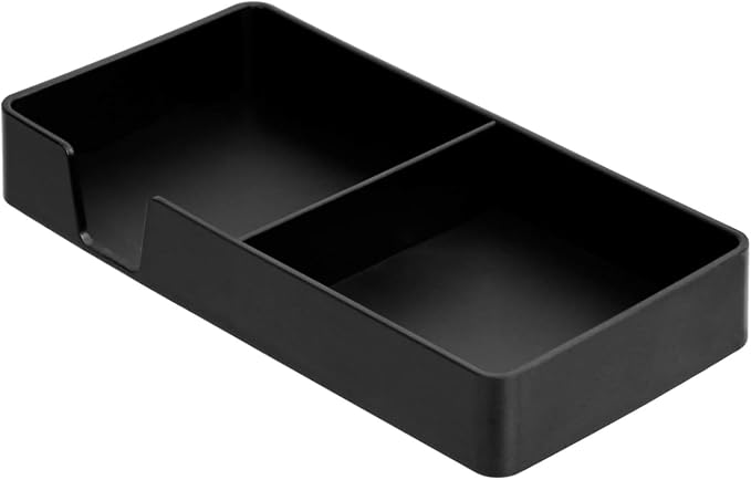 Amazon Basics Rectangular Plastic Desk Organizer Bundle, 3 Pieces with Half Accessory Tray, Small, Black - Image 11
