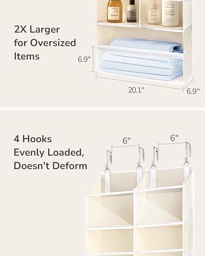 ULG Over the Door Organizer, 5-Tier Extra Large Hanging Storage with 10 Mesh Pockets, 100 lbs Capacity, Heavy Duty Door Organizer for Closet, Bedroom, Nursery Storage, Beige - Image 6