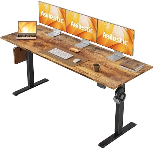 Agilestic 63*24 Inch Height Adjustable Electric Standing Desk, Rustic Brown by Agilestic