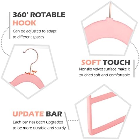 Velvet Pant Clothes Hanger Space Saving Non Slip Hanger Jean Slack Hangers | Multiple Velvet Hanger Closet Organizer Storage and Organization for Jeans,Scarf,Tie(Pink, 3) - Image 5