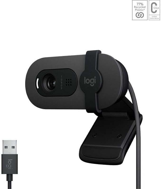 Logitech 960001580 Brio 100 1080p Full HD Webcam (Graphite) (Renewed) | Full HD - Image 2