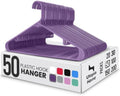 Utopia Home Plastic Hangers 50 Pack – Built-in Strap Hooks Purple | Space saving | Durable & strong | Closet organizer | Clothes hangers | Ideal for shirts, pants, skirts & coats by UTOPIAHOME