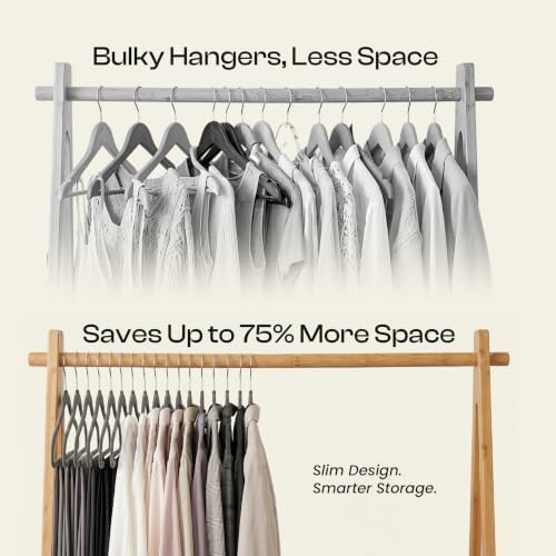 Utopia Home Velvet Hangers 20 Pack, Grey | Luxury Non-Slip Slim Pant & Coat Hangers | Strong Space-Saving Clothes Hangers | 360° Swivel Hook - Image 6