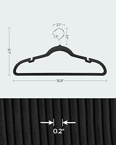 SONGMICS Velvet Hangers 50 Pack, Non-Slip Clothes Hangers, Space-Saving | Suit Hangers with Shoulder Notches, Pants Bar, 360° Swivel Hook, for Closet, Ink Black, BREANNA Collection UCRF029B05 - Image 6