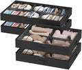 Lifewit Under Bed Shoe Storage Organizer 2 Pack(16 Shoes Cells+4 Boots Cells), 4.3 Inches Profile Fabric Shoes Container Box with Clear Cover, Foldable Storage Bag with 2 Handles, Fits 24 to 40 Pairs by Lifewit