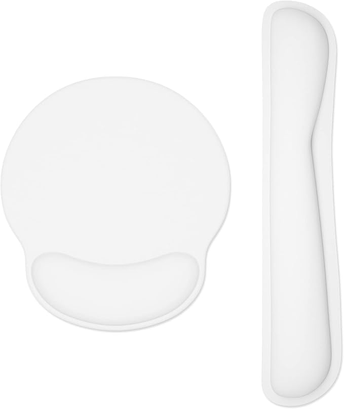 Dapesuom Keyboard Wrist Rest and Mouse Pad with Wrist Support, Memory Foam Cushion for Keyboard and Mouse Set, Ergonomic Desktop Pad Rests with Non Slip Base for Easy Typing & Pain Relief, Ivory White by Unknown