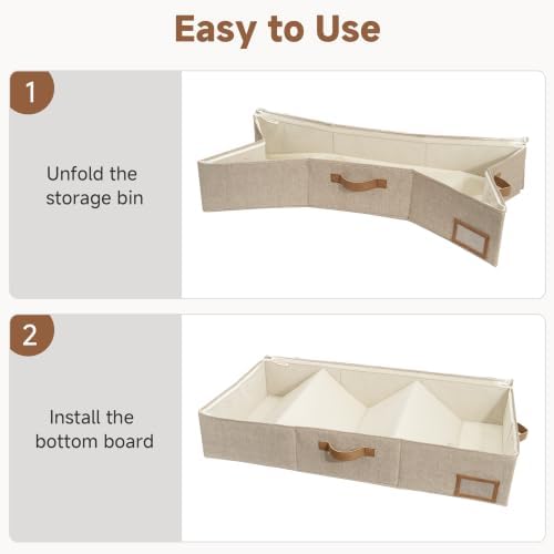 StorageWorks 7 Inch Low Profile Under Bed Storage Containers with Clear Lid | Reinforced Structure, Resists Sagging, Handles & Label Holder, Foldable Stackable Closet Storage for Clothes, Blankets, Toys - Image 7