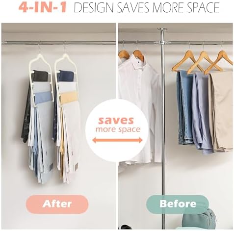 Velvet Pant Clothes Hanger Space Saving Non Slip Hanger Jean Slack Hangers | Multiple Velvet Hanger Closet Organizer Storage and Organization for Jeans,Scarf,Tie(5, Beige) - Image 2