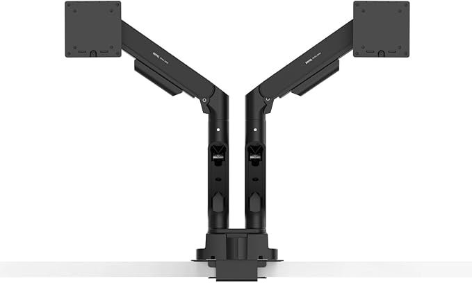 BenQ ErgoArm BDH01 Dual Monitor Arm for 2 Screens Up to 35'' & 44lbs. Black | VESA 75×75, 100×100. Fits desk 12–45mm thick. Heavy duty. Reinforcement plate desktop protect. Top mounting - clamp & grommet - Image 2