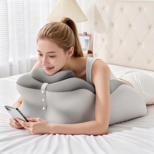 Memory Foam Ergonomic Wedge Pillow, Reading Pillow in Bed, Prone Sleeping Pillow, Ergonomic Support for Back Pain, Acid Reflux and Sitting up, Ideal Choice for Massage. (Pink) - Image 6