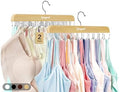 Gomyrod Tank Top Hanger, 2 Pack w/40 Hooks Bra Hanger for Closet Organizer | Premium Wood Space Saving Hanger, 360°Rotating Closet Organizers and Storage, Multi Hook Hanger for Dorm & Apartment by Gomyrod