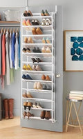 Whitmor 36 Pair Over The Door Shoe Organizer, 12 Tier Hanging Shoe Organizer, Heavy Duty Metal & Mesh Shoe Holder, Hanging Shoe Rack for Closet Organizer & Storage, 74" H x 21.7" W x 7.5" D, White1 by Whitmor