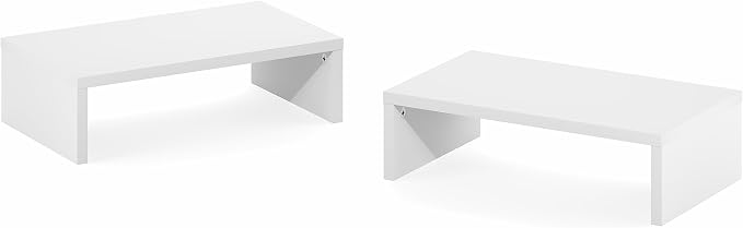 Furinno CLASSIC Monitor Stand Riser Set of 2, 15.7" Wide Dual Monitor Riser, Stackable Separable Laptop Stand for Desk, Desktop Organizers and Accessories, for Office Supplier, White - Image 8
