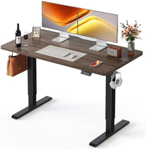 FEZIBO Standing Desk 48 × 24 Inch Electric Height Adjustable, Black Walnut by FEZIBO