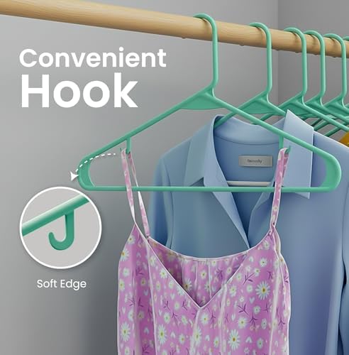 Utopia Home Plastic Hangers 50 Pack – Built-in Strap Hooks Aqua | Space saving | Durable & strong | Closet organizer | Clothes hangers | Ideal for shirts, pants, skirts & coats - Image 5