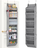 Lifewit 1 Pack Over the Door Organizer, 6 Section Clear Window Hanging Storage with 4 Side Pockets, Sturdy Anti Tilt 40 lbs Load Behind Door for Closet, Bedroom, Bathroom, Nursery, Dorm, Gray by Lifewit