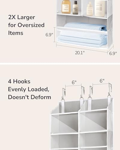 ULG Over the Door Organizer, 5-Tier Extra Large Hanging Storage with 10 Mesh Pockets, 100 lbs Capacity, Heavy Duty Door Organizer for Closet, Bedroom, Nursery Light Grey - Image 6