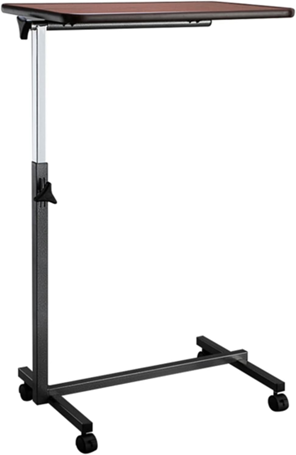 Overbed Table, Bed Table Bedside Table Lap Desk Overbed Table with Auto-Touch Adjustable Height and Wheels, Fits Over Beds and Bedside (Brown) - Image 5