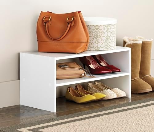 Whitmor Wood Stackable 2-Shelf Shoe Rack, White, 24 inches - Image 2