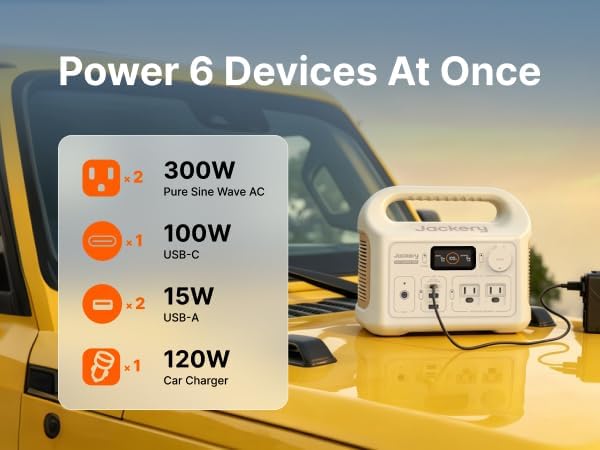 Jackery Portable Power Station Explorer 300 Dune White, 292Wh | Backup LiFePO4 Battery, Solar Generator for Outdoors Camping Travel Hunting Blackout (Solar Panel Optional) - Image 4