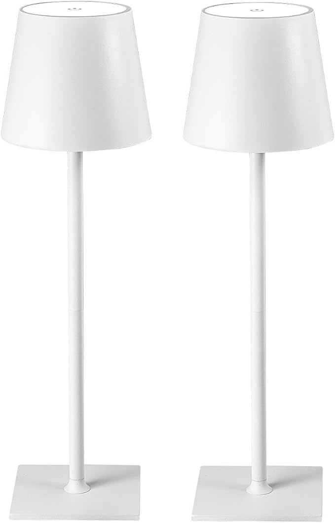 CHLORANTHUS 2 Pack Cordless Table Lamps, 3 Colors Stepless Dimming, 5000mAh Rechargeable Battery LED Desk Lamp for Bedroom/Couple Dinner/Desk/Cafe/Dining Room/Terrace by CHLORANTHUS