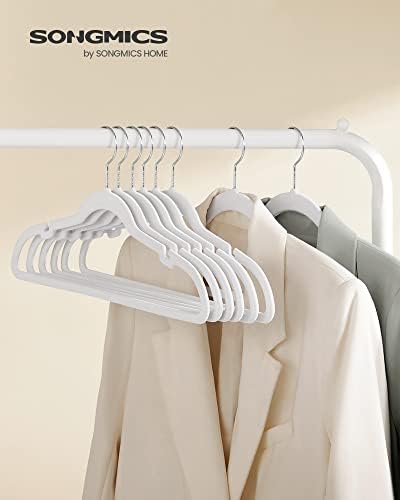 SONGMICS Velvet Hangers 50 Pack, Non-Slip Clothes Hangers, Space-Saving | Suit Hangers with Shoulder Notches, Pants Bar, 360° Swivel Hook, for Closet, Cloud White, BREANNA Collection UCRF029W05 - Image 2