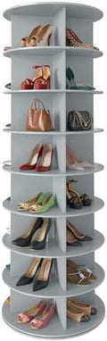 SpaceAid 8 Tier Rotating Shoe Rack Tower, Spinning Shoe Display Lazy Susan, Revolving 360 Shoe Rack Storage Round Carousel, Vertical Handbag Rotate Shoes Closet Organization (8-Tier Gray) by SpaceAid