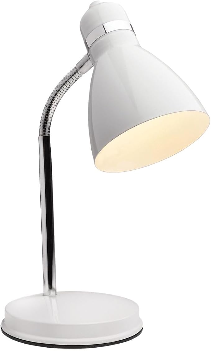 Newhouse Lighting Oxford White Metal Flexible Classic Goose Neck Design Desk or Table Lamp for Office or Bedroom Use by NewhouseLighting