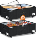 punemi 10" Tall 75L Under Bed Storage Bins with Wheels, Rolling Storage Bin | Clear Lids,360° Wheels,for Clothes, Shoes, Blankets & Bedding, Closet, Shelf & Dorm Organization，2-Pack, Black by Punemi