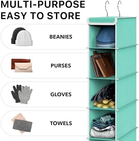 Simple Houseware 10 Shelves Closet Hanging Shoe Organizer, Turquoise | Dual Metal Hooks, Holds Up to 20 lbs, for Narrow Space - Image 7