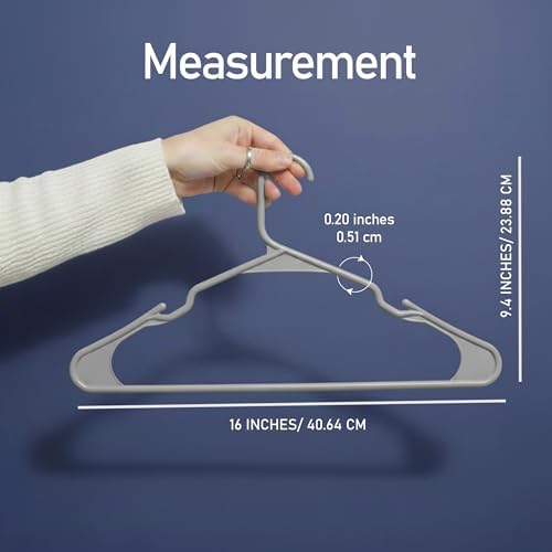 Utopia Home Plastic Hangers 50 Pack – Space Saving Clothes Hanger Grey | Durable & strong | Closet organizer & storage | Ideal for apartments, dorms & stocking stuffers - Image 2