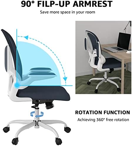 Ergonomic Office Chair, Comfort Swivel Home Office Task Chair, Breathable Mesh Desk Chair, Lumbar Support Computer Chair with Flip-up Arms and Adjustable Height - Image 5