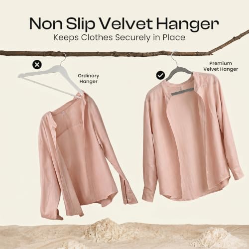 Utopia Home Velvet Hangers 20 Pack, Grey | Luxury Non-Slip Slim Pant & Coat Hangers | Strong Space-Saving Clothes Hangers | 360° Swivel Hook - Image 5