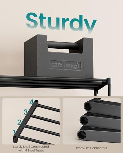 SONGMICS Shoe Rack, 8-Tier Shoe Organizer, Metal Storage Shelf | for Entryway, Upright or Upside Down, for 32-40 Pairs, Stackable, 11.8 x 36.2 x 56.5 Inches, Black ULSA308BH01 - Image 5