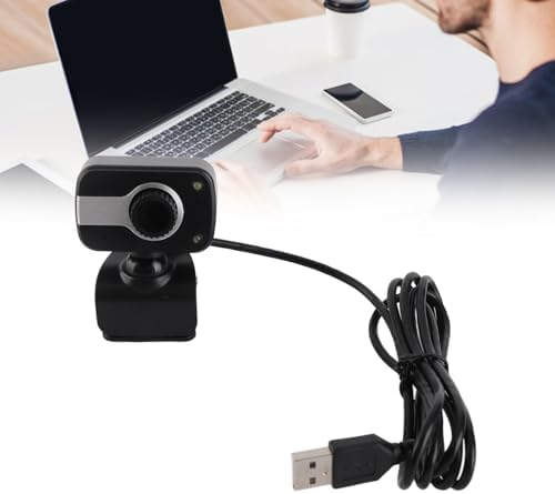 Webcam with Microphone, 640 x 480/0.3Mp USB Camera with Clamp Mount Support 360° Rotation and 30° Vertical Adjustment Suitable for Desktop PC Laptop - Image 8