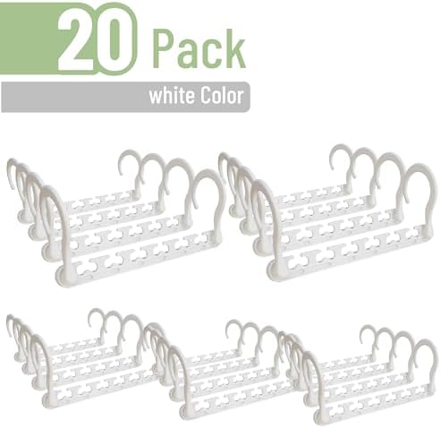 Mr. Pen- Space Saving Hangers for Clothes, 20 pcs, White | Plastic Multi Clothes Hangers Space Saving, 6 Slots, 360° Rotating Hooks - Image 2
