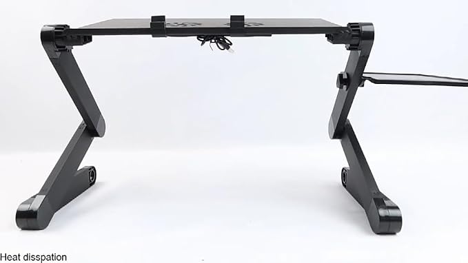 Adjustable Lap Laptop Computer Portable CPU Cooling Fan Ergonomic Vented Table Stand Desk Tray (420 * 260mm with Mouse Pad & Double Fans, Black) - Image 3