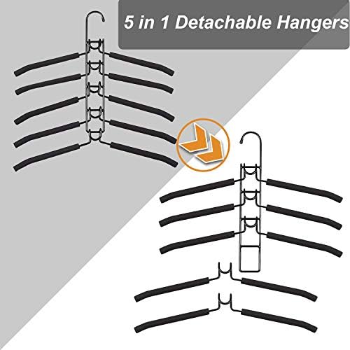 Clothes Hanger Space Saving 2 Pack Multi-Layer Shirt Hangers | Heavy Duty Coat Hanger, Non-slip Foam Padded, Detachable Design, T-Shirt Hangers for Man & Women Dorms and Apartmetns Black - Image 2