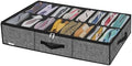 Onlyeasy Sturdy Under Bed Shoe Storage Organizer Fit 8 to 16 Pairs, Collapsible Closet Underbed Shoes Container Bags with Reinforced Handles, 37.7x23.6x5.9in, Linen-like Black, MXAUBS16P1 by Onlyeasy