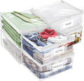 Plastic Storage Bags with Easy-Glide Zipper, Pack of 6, Durable Clear Vinyl Zippered Storage Bags for Clothes Sweaters Comforters Blankets Sheets Bedding (21.6 x 13.7 x 12.4 Inch, Transparent White) by Kikerike